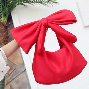 Stunning  Holiday Red Large Bow Handle Handbag